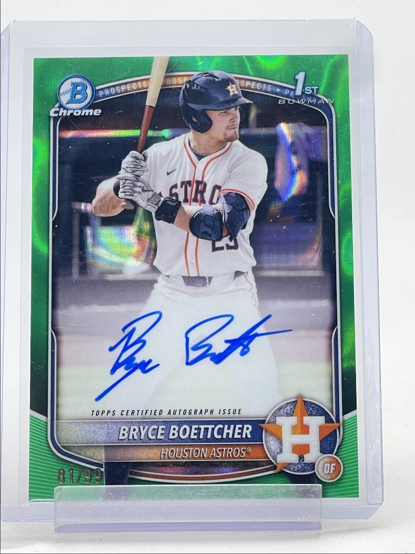 BRYCE BOETTCHER 2025 BOWMAN CHROME 1ST GREEN LAVA REFRACTOR AUTO /99 Q4078
