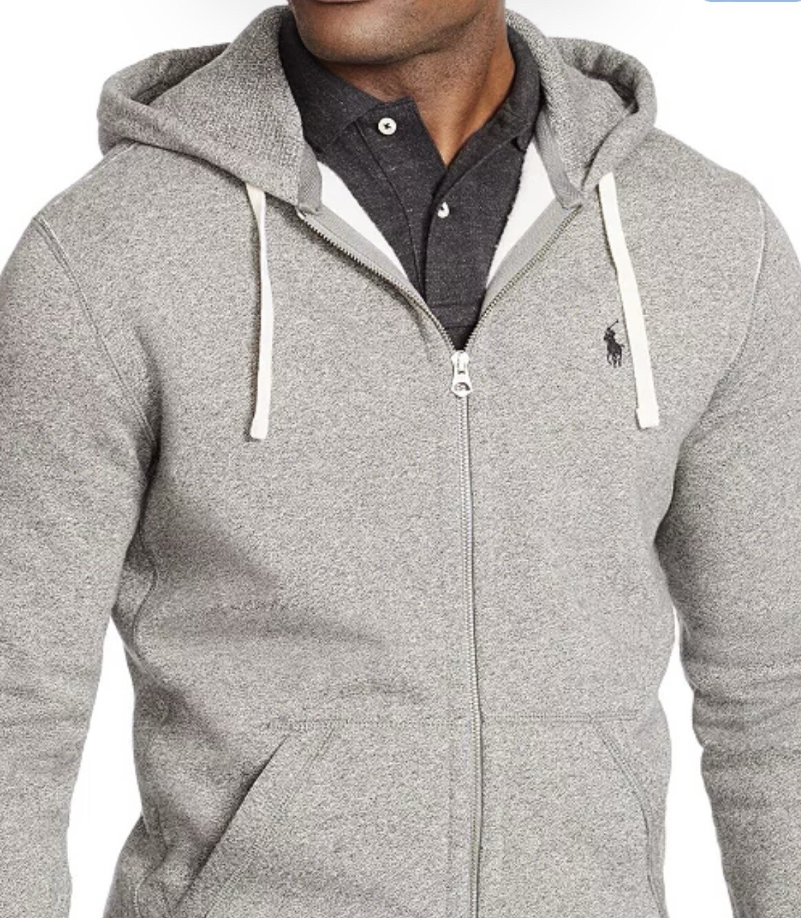 PONY Felpa Ralph Lauren Polo grigia con zip intera Ralph Lauren nuova con etichette XXL $138