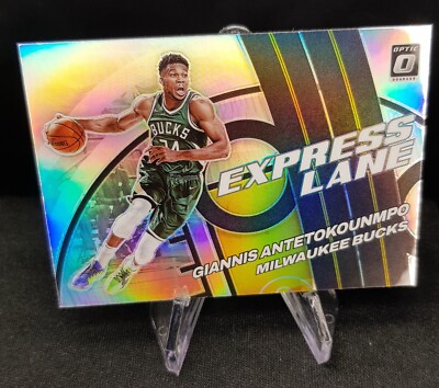 2021-22 Donruss Optic #3 - Giannis Antetokounmpo - Express Lane Holo Bucks