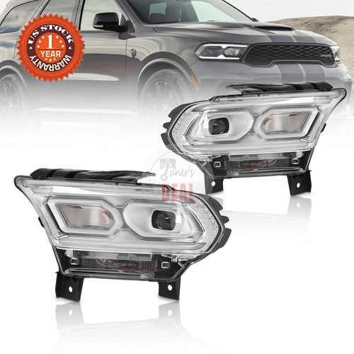 2PCS Black Halogen Headlights With LED DRL For Dodge Durango 2014-2020