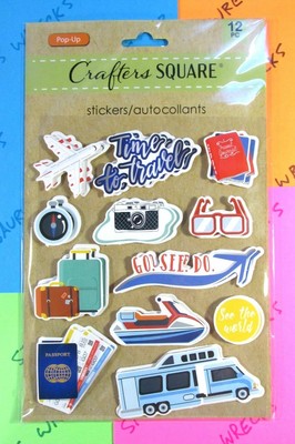 Crafter's Square World Travel RVing 3D Pop Up Glitter Sticker Pack