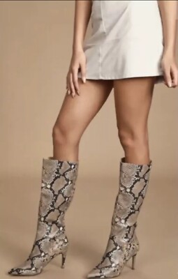 Steve Madden Women's Kinga Snake Skin High Heel Boots Size 8M NWOB