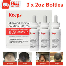 Keeps Minoxidil Topical 5  Serum Hair Growth Treatment - 3 Month Supply 3x2oz