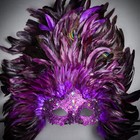 Purple Tall Feather Venice Carnival Mask Women Masquerade Sexy Venetian Costume