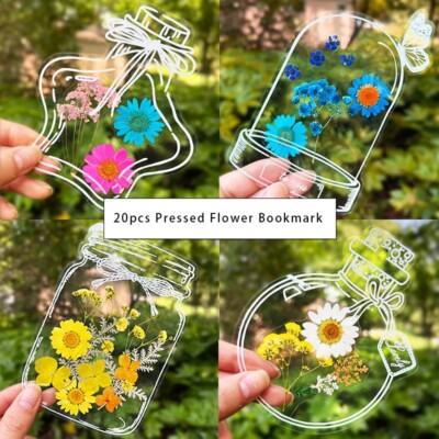 20pcs Pressed Flower Bookmark Maker, Dried Flower Crafting Bookmark, Style 2