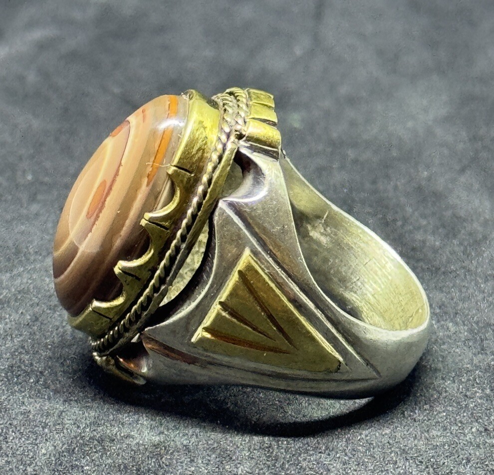 Stunning Ancient Agate Stone Solid Silver Old Rar… - image 4
