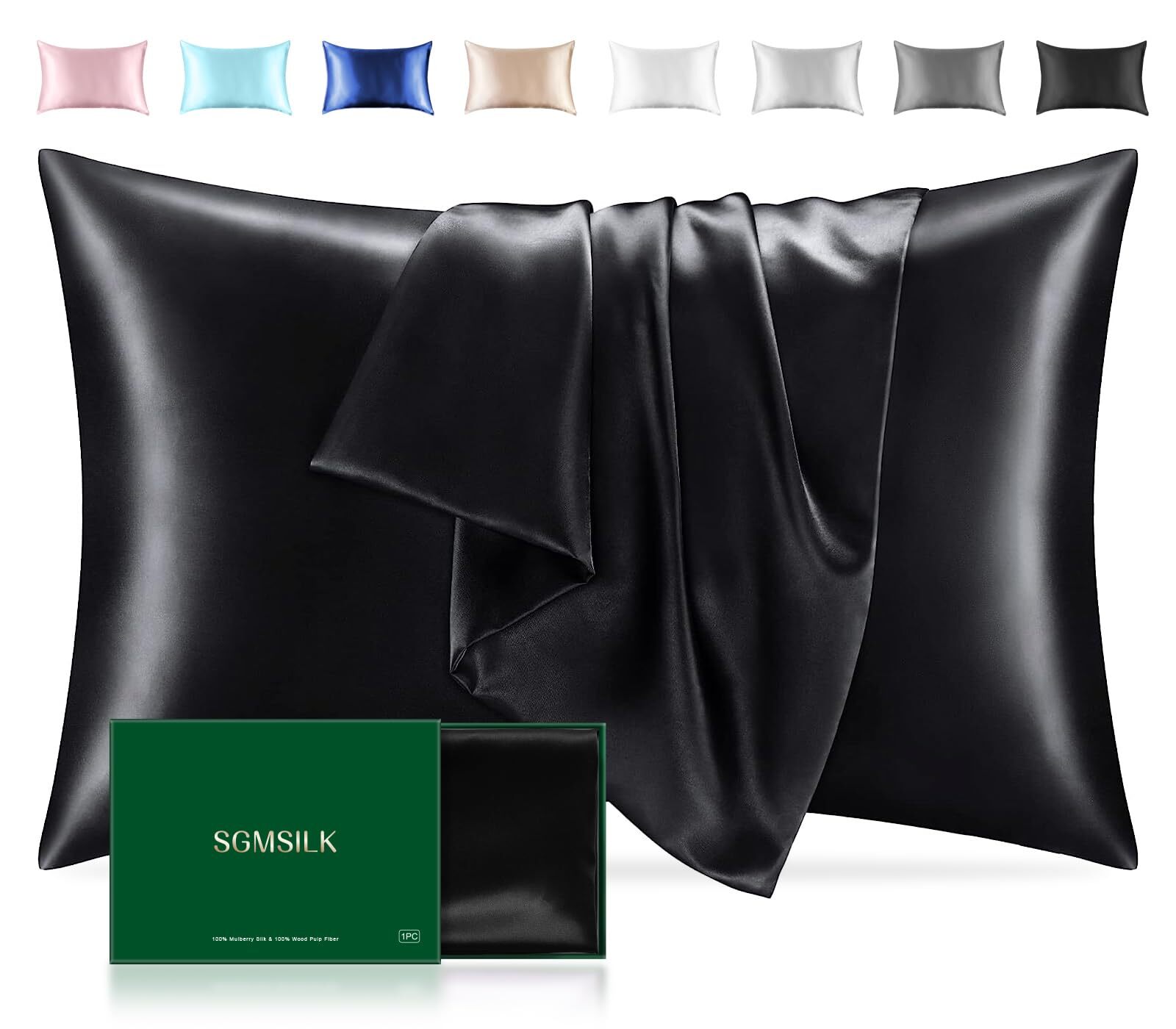 Mulberry Silk Pillowcase for Hair and Skin 22 Momme Natural Silk Pillow Case ...-image