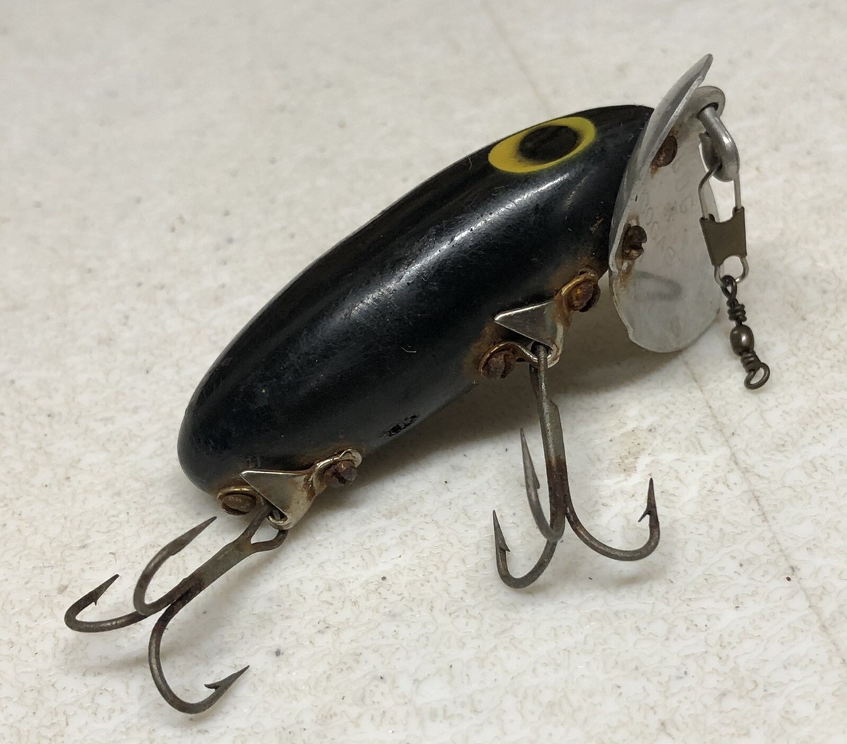 Vintage Fred Arbogast Jitterbug, Fishing Lure, Black, 2 1/2