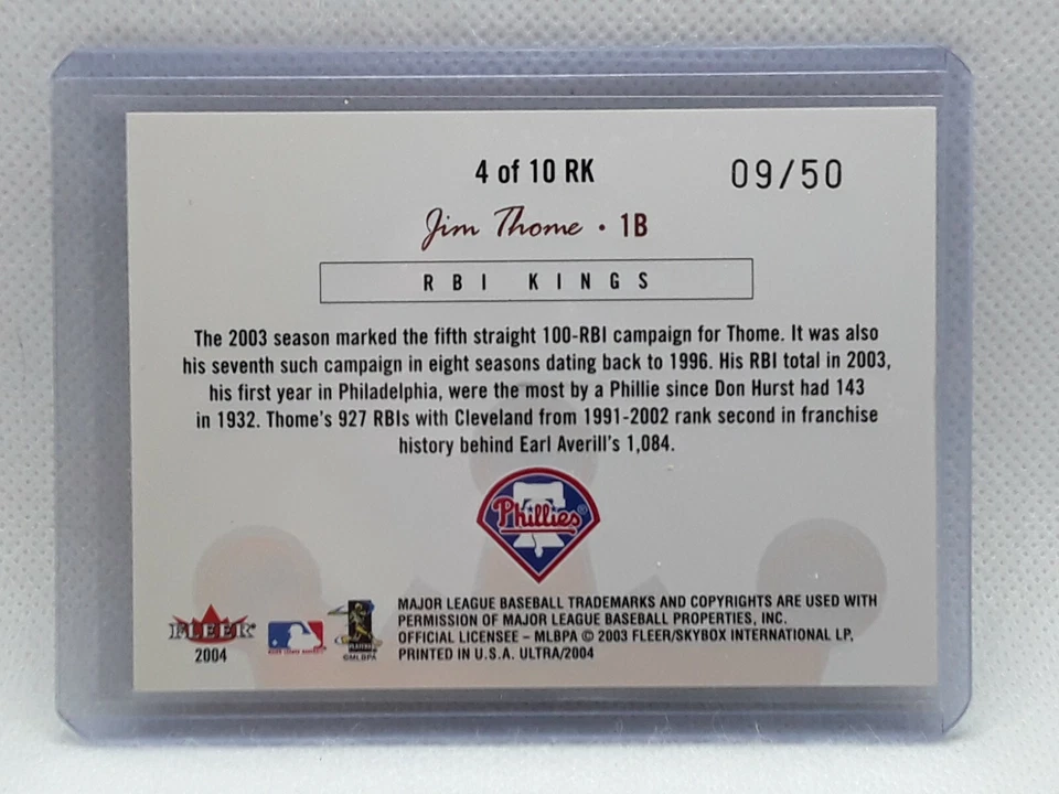 Jim Thome 2004 Fleer Ultra Béisbol RBI Kings Oro (09/50) Philadelphia Phillies Foto 2 de 2