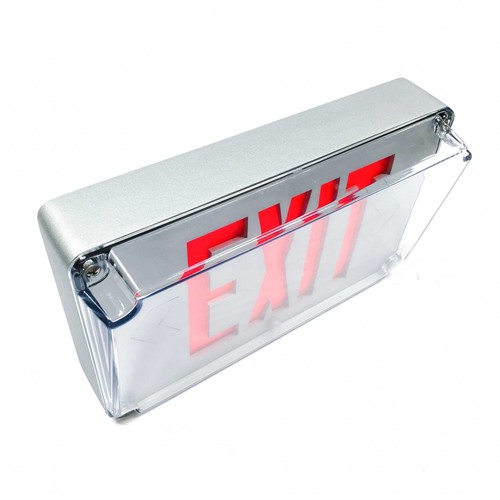 Cooper UX61R Sure-Lites Exit/Emergency Light, Silver, IP66, NEMA 4X, 120/277VAC - Picture 2 of 5