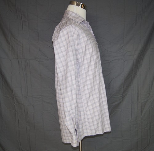 Camisa para hombre Michael Kors manga larga talla 15-1/2 manga 34/35 estampado a cuadros rosa - Imagen 6 de 9