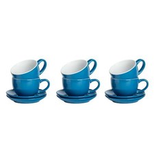 12 teiliges farbiges Cappuccino Tasse & Untertasse Set Porzellan Tee & Kaffeetassen 250ml