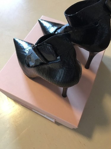 NIB Miu Miu Prada Women's Calzature Cracle Classic Pumps Black 39 Italy $730 - Picture 4 of 11