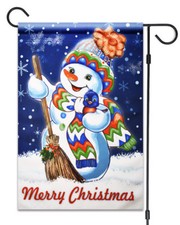 Merry Christmas Snowman Garden Flag 12"X18" Christmas Snowman Decorative Flag