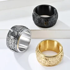 13mm Width B coin Spinner Wedding Band Ring Titanium Men's Funny Ring Size 7-12