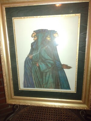 African Art Print, signed