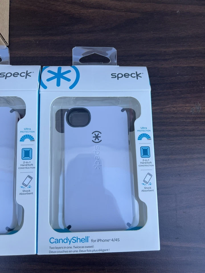 Lote de 4 fundas originales Speck CandyShell blancas/carbón iPhone 4/4S Foto 2 de 4