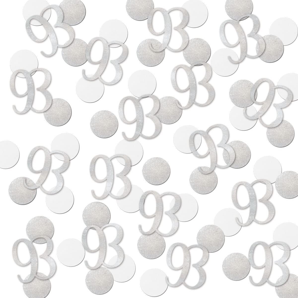 200pcs Silver Glitter 93 Confetti 93rd Birthday Number Anniversary Party Decor
