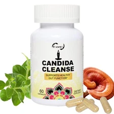 EOCUTE Candida Cleanse Gut & Colon Support 60 Capsules for Men Women Detox Di...