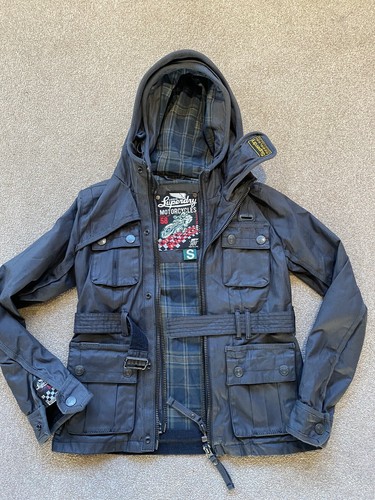 🖤SUPER DRY MOTORCYCLES WAX JACKET MENS WOMENS SIZE SMALL FITS 10 🖤