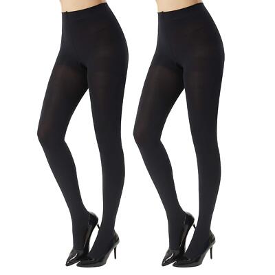 Women's 2 Pairs Super Opaque Tights for Women 120 Denier Control ToppBlackXXL...