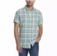 NWT Weatherproof Vintage Men’s Linen Blend Button-Up Shirt, Green, L