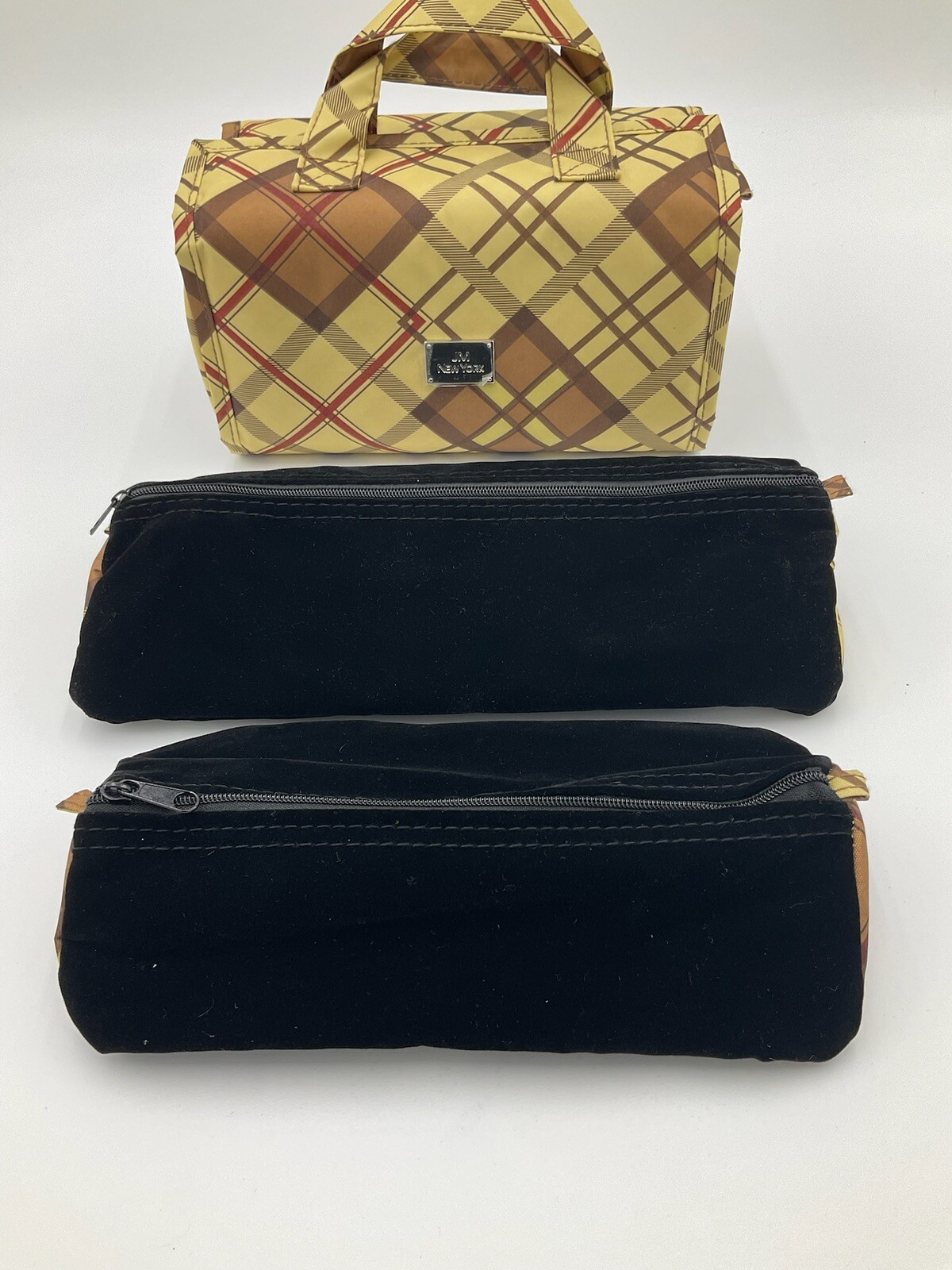 JM New York 3Piece RollUp Travel Toiletries Makeup Jewelry Bag Brown