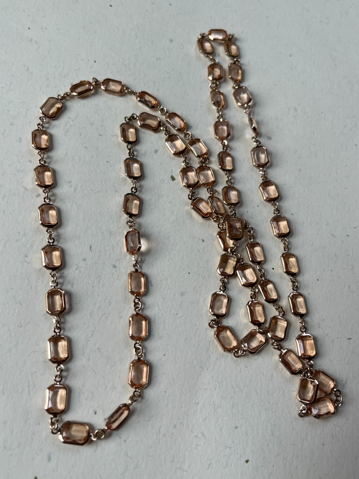 Long Peachy Orange Translucent Plastic Octagon Ca… - image 1