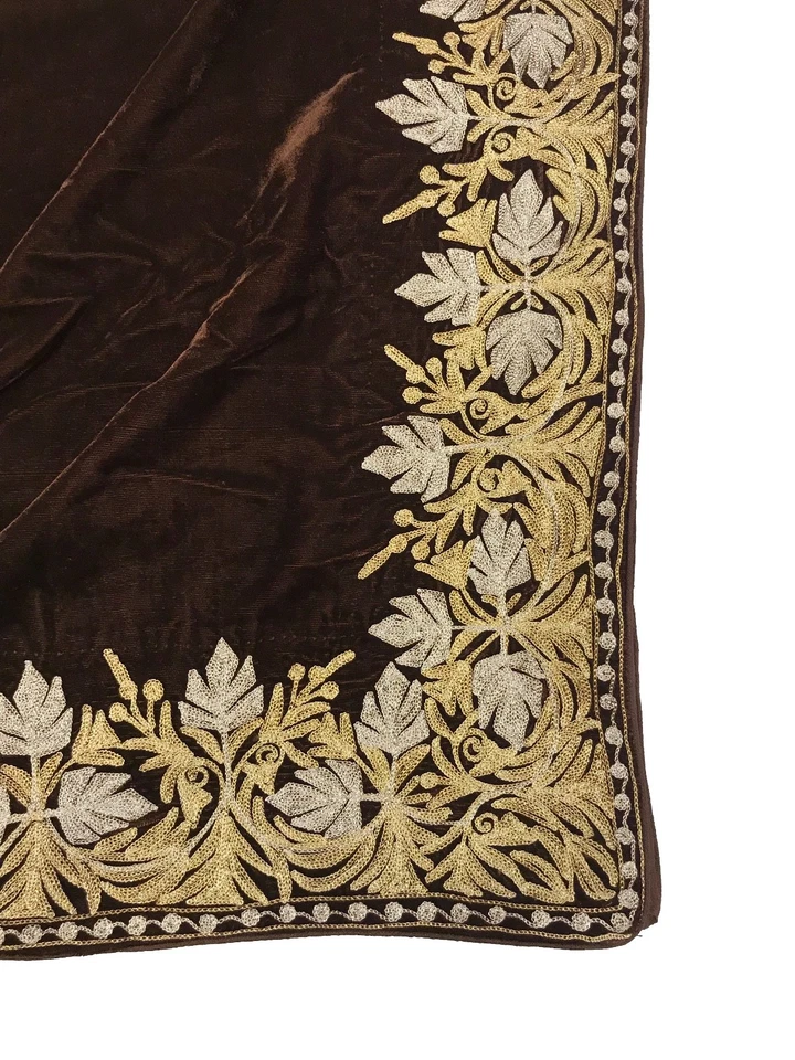 Capa de veludo marrom, xale de casamento, xales bordados de caxemira, capas de noiva, envoltório - Imagem 4 de 4