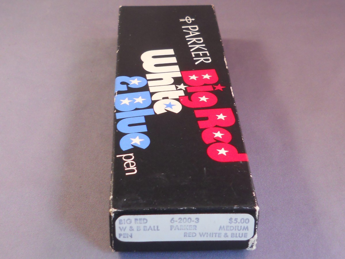 【希少色！未使用品 】#4 PARKER BIG RED USA ヴィンテージ！ Parker Vintage Big Red Red,White,and Blue Rollerball in original