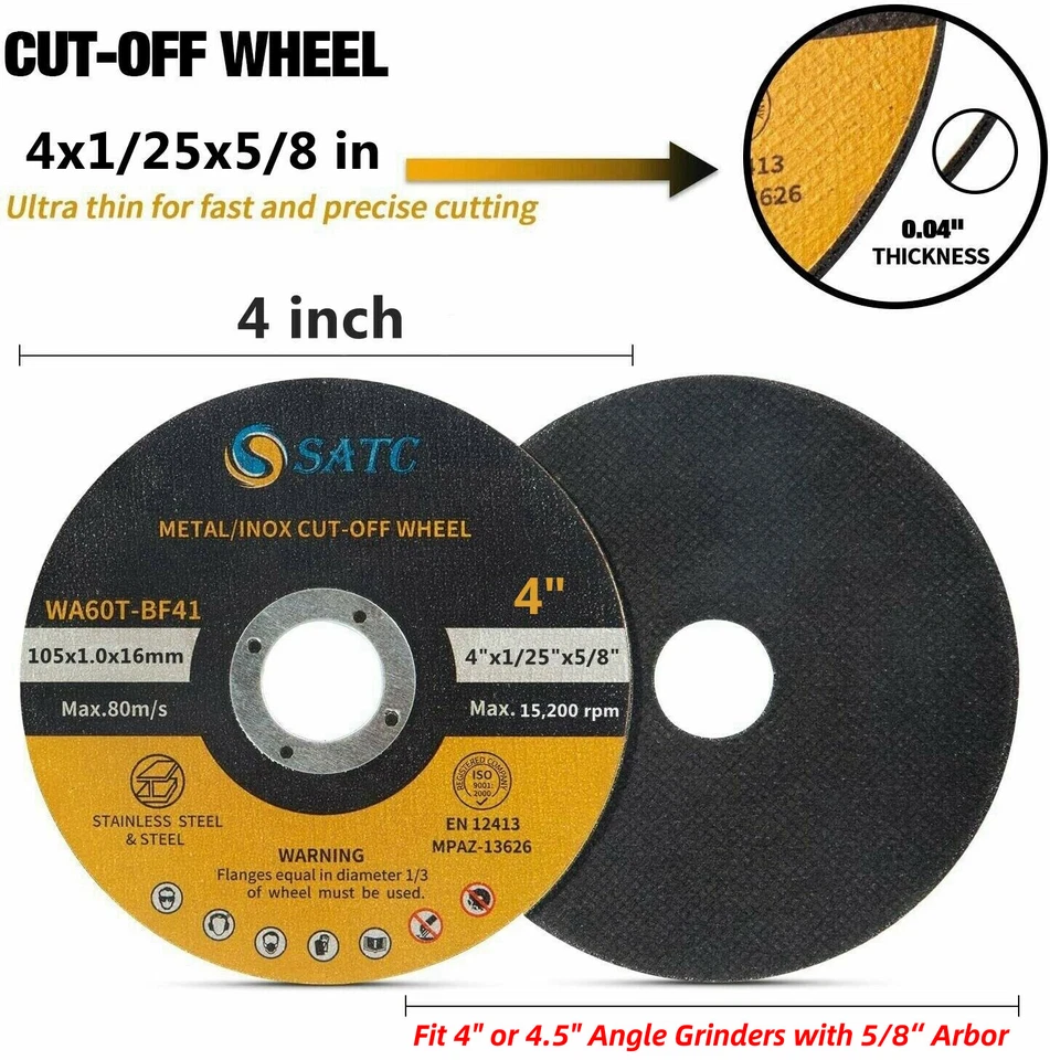 100 Pack 4" X .040" X 5/8" Cut-off Wheels Cutting Discs Stainless Steel & Metal - Image 4 of 4