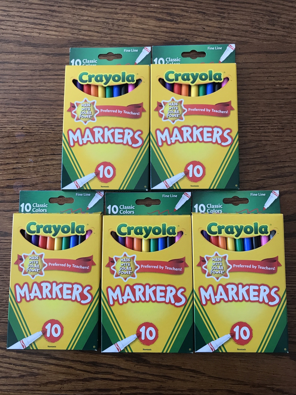 Crayola 10 pack Classic Fine Line Markers (Lot of 5) [Made in U.S.A