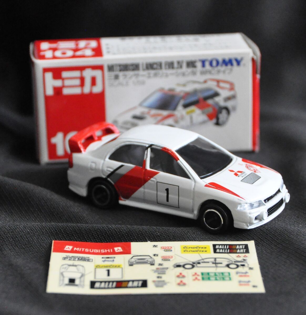 TOMY Tomica No 104 Mitsubishi Lancer Evo IV WRC 1/59 Diecast TOMY Tomica No 104 Mitsubishi Lancer Evo IV WRC 1/59 Diecast