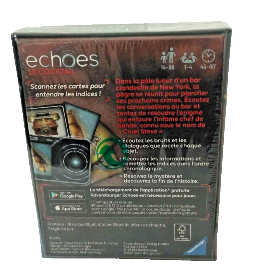 Ravenburger ECHOES Le Cocktail Jeu D'Enquete Audio FRENCH/Francais