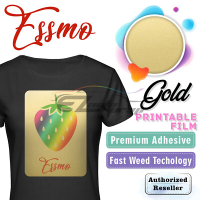 Essmo  Gold Printable Heat Transfer Vinyl HTV TShirt 24'' Iron On Heat Press DD01