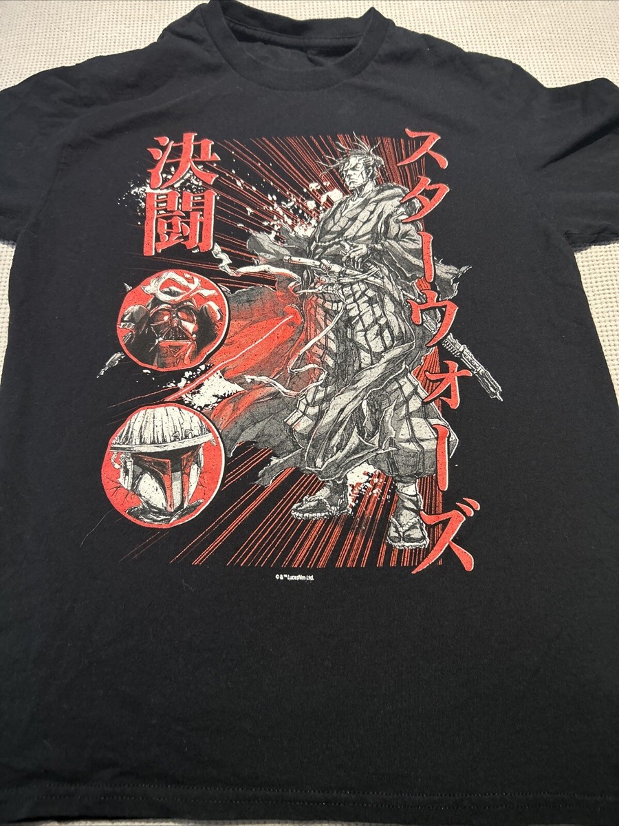 Lucas Film Star Wars Shirt Mens Medium Black Red Graphic Japanese Anime EUC