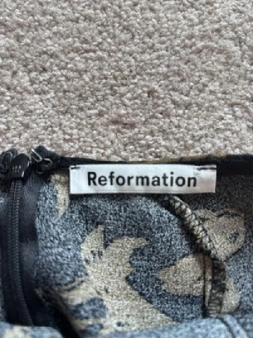 Reformation 2p Midi Skirt Black Floral Sexy Fall Side Slit Zoe - Image 4 of 4