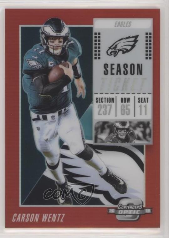 2018 Panini Contenders Optic Red Prizm 147/199 Carson Wentz #20 00ol