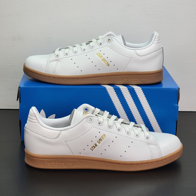 Adidas Stan Smith Men's Size 10.5 Athletic Shoes White Gold Casual Sneakers