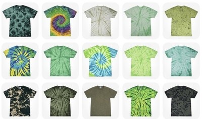 Green Tie Dye Shirt Colortone Multi Style Kids Adult S-5XL Cotton Spider Crystal