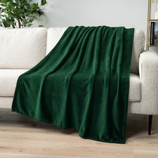Fleece Throw Blanket for Couch, Dark 50 x 60 Inches - Throw Emerald Green