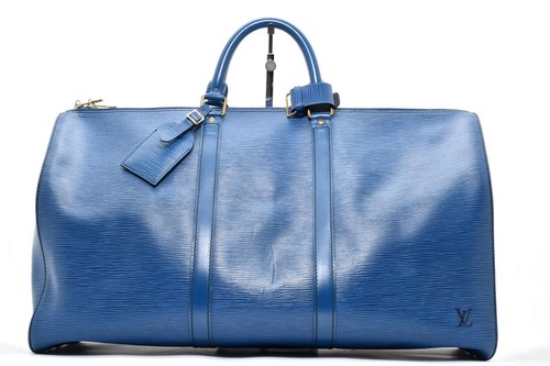 LOUIS VUITTON Epi Keepall 50 M42965 Boston Bag Blue Leather Unisex From JAPAN