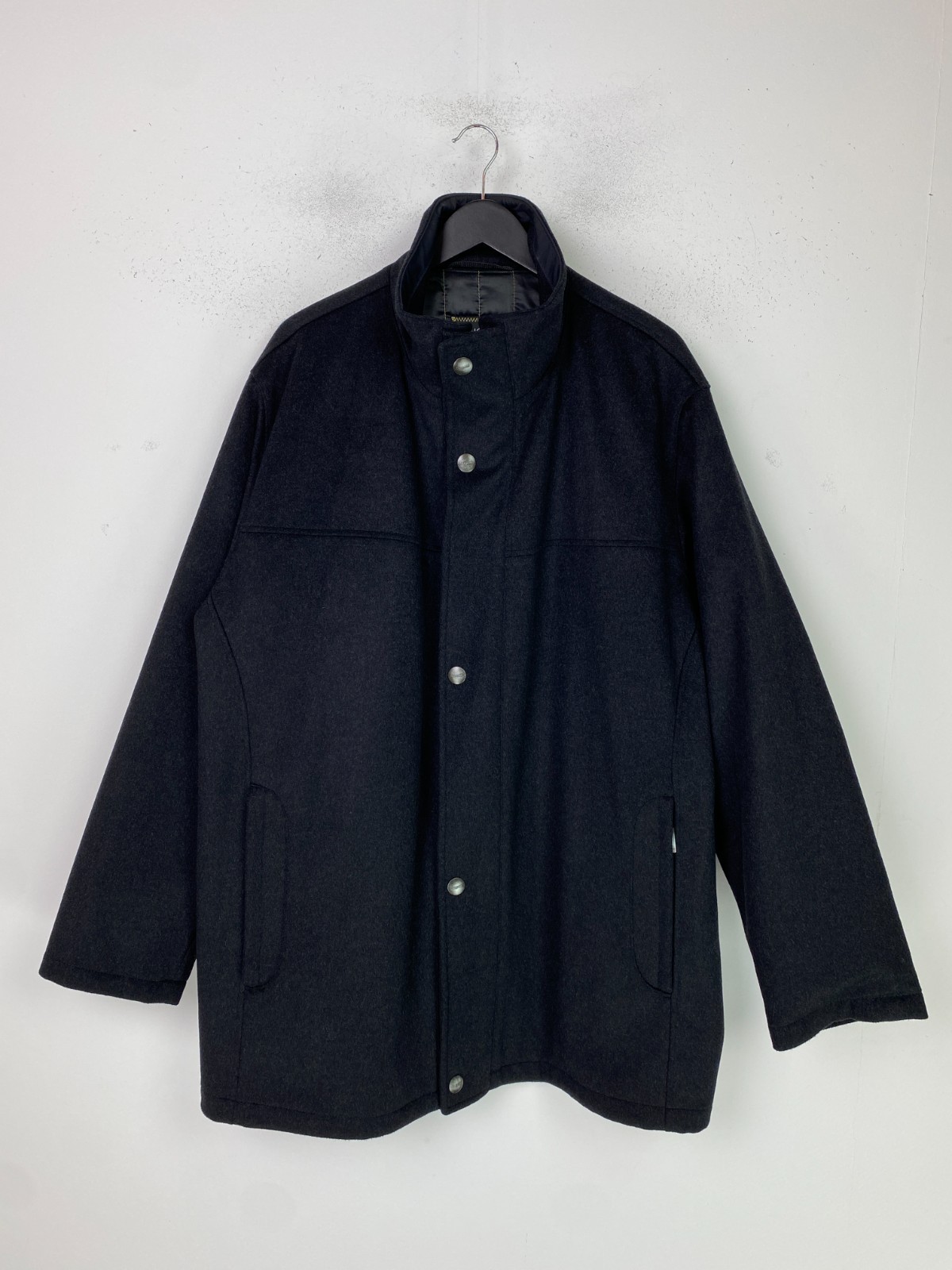 Bugatti Dark Grey Plain Coat Casual Button Front Wool Cashmere Blend UK 48R