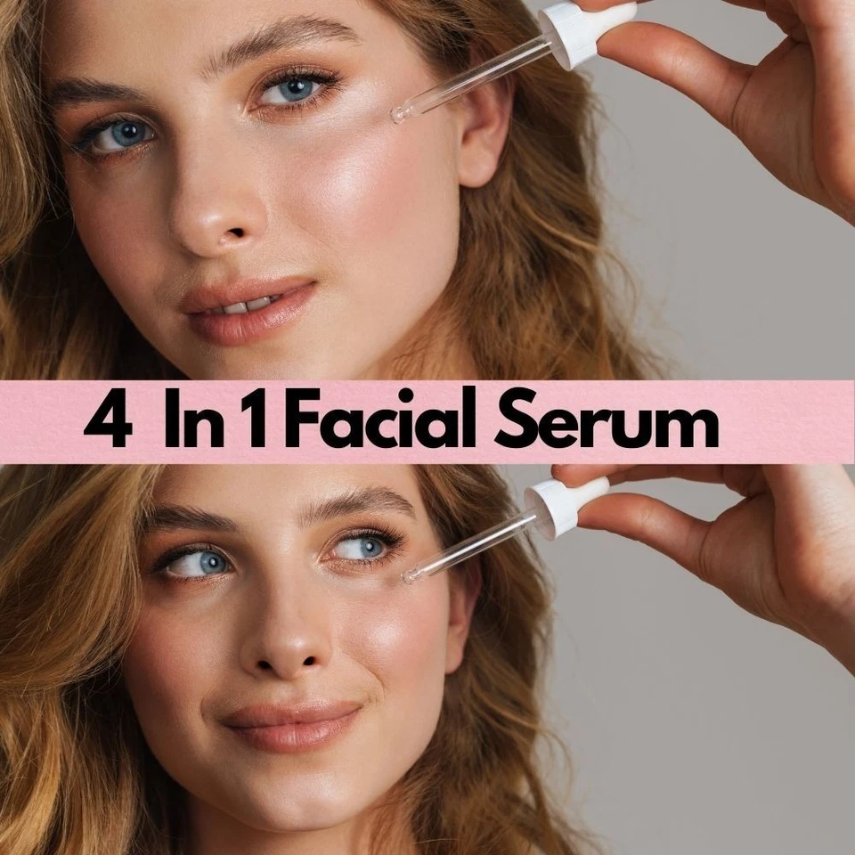 Suero de belleza facial 4 en 1 con potentes ingredientes B3 + HA + vitamina C, E - 1 oz Foto 3 de 4