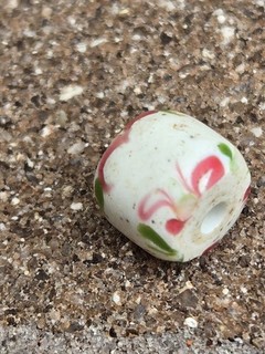 Fancy White Floral Hard To Find Antique Venetian Glass Trade Bead African
