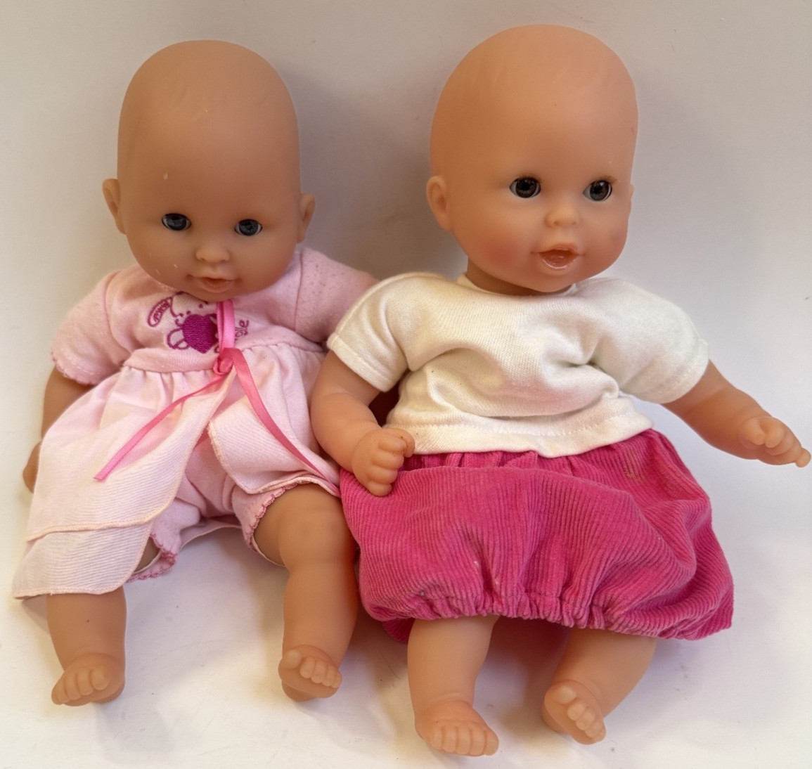 LOT OF 2 Corolle 10" Baby Doll Sleepy Eyes, Cute! PLEASE REA