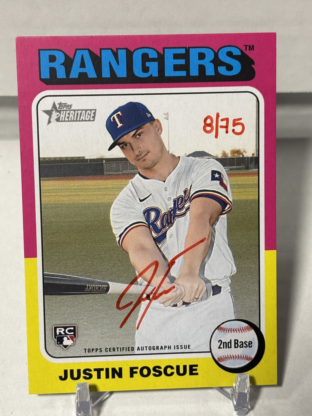 2024 Topps Heritage High Number Real One AUTO Justin Foscue RC - RED INK # 8/75