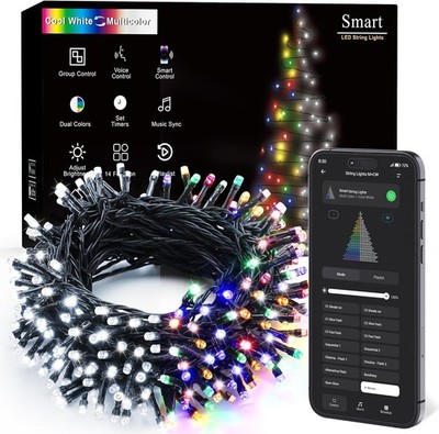 Dimmable 200 LED Color Changing Christmas Lights: Waterproof & Voice Controlled