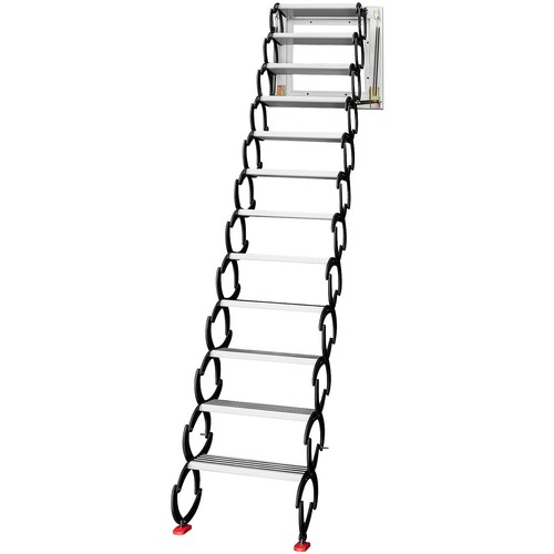 VEVOR Attic Steps Pull Down Attic Stairs 12 Steps Pulldown Attic Stairs Black - Picture 9 of 12