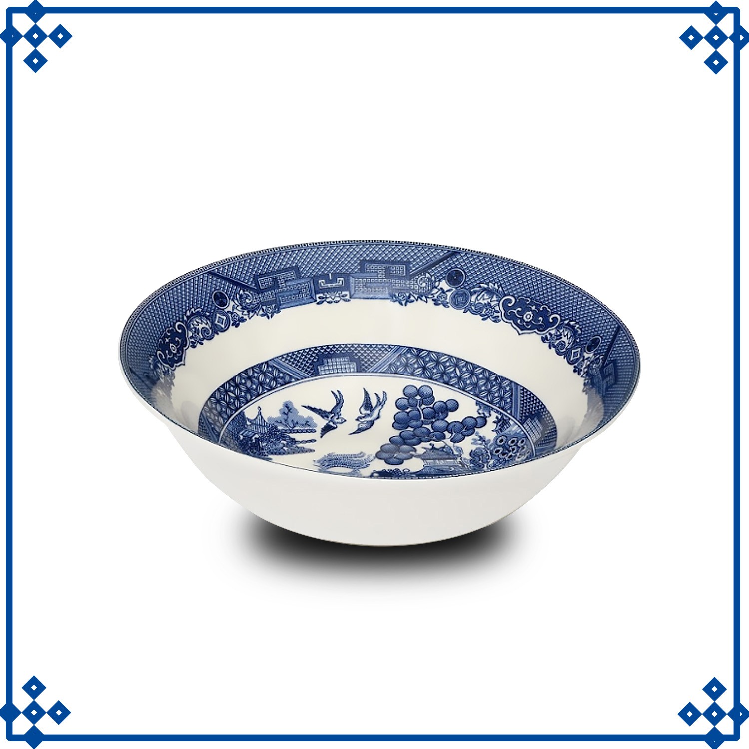 Blue Willow Cereal Bowl 18cm Coupe Soup Ceramic Tableware Antique Oriental Style